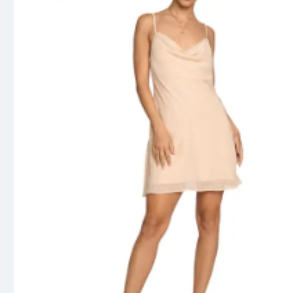 Cowl Neck Bias Cut Minidress- only in Peach COLOR